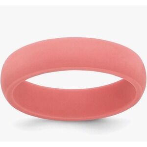 Women Coral Pink Silicone Wedding Band‎ Ring Active Lifestyle Sport Size 7